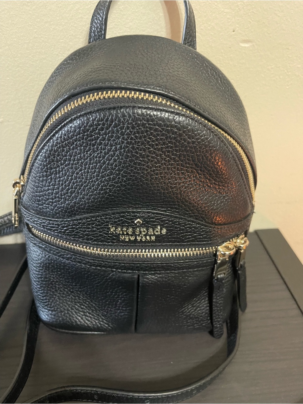 kate spade black interior logo lining with gold foil